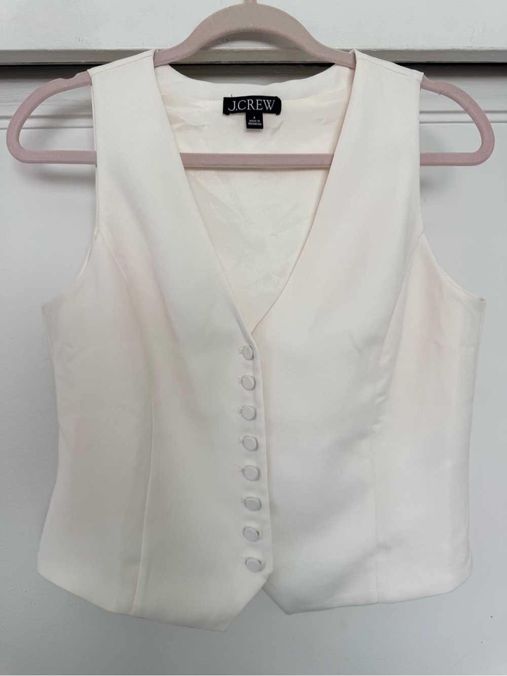 J. Crew Cream Button-Front Tailored Vest